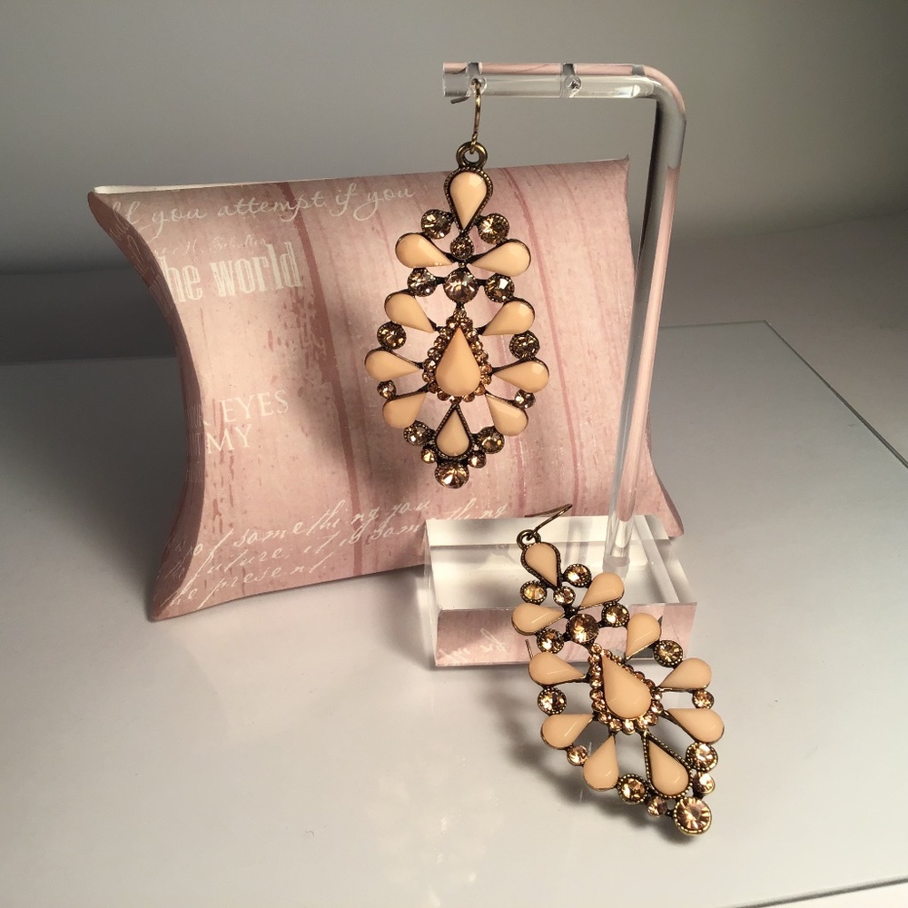 Earrings Chandelier Blush Rhinestones 2 1/2” Drop